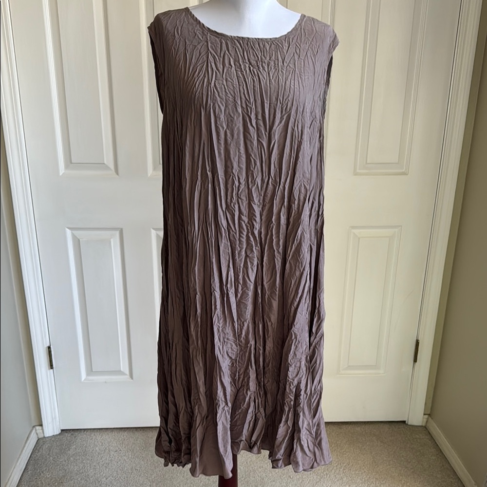 Garnet Hill Taupe Sleeveless Mini Dress